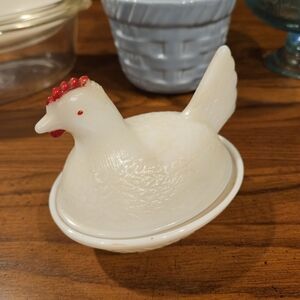 White Chicken-Shaped Decorative Accent